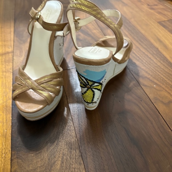 New Coach Caroline Platform Wedge Leather Sandals w/ embellished heel Size 9-1/2 - Picture 8 of 15